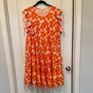 Orange Floral Women’s Dress XXL